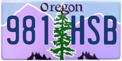 OR license plate 981HSB
