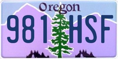 OR license plate 981HSF