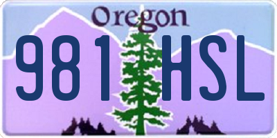 OR license plate 981HSL