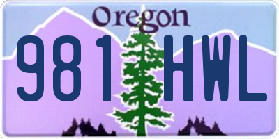 OR license plate 981HWL