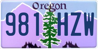 OR license plate 981HZW