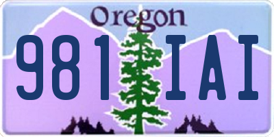 OR license plate 981IAI