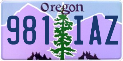 OR license plate 981IAZ