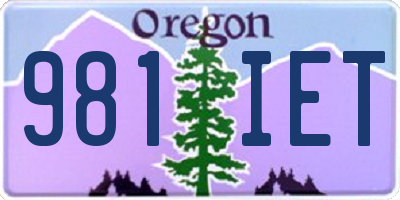 OR license plate 981IET