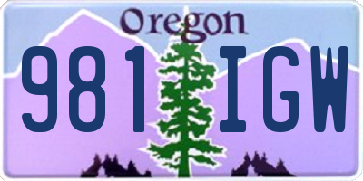 OR license plate 981IGW
