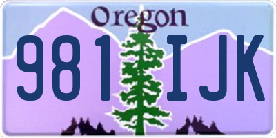 OR license plate 981IJK