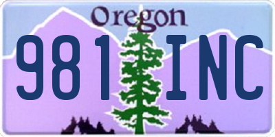 OR license plate 981INC