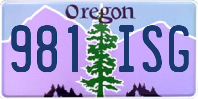 OR license plate 981ISG