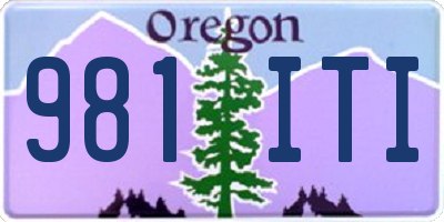 OR license plate 981ITI