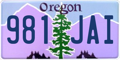 OR license plate 981JAI