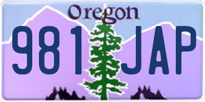 OR license plate 981JAP