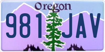 OR license plate 981JAV