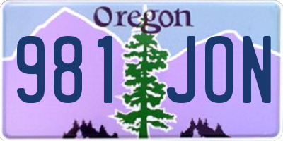 OR license plate 981JON