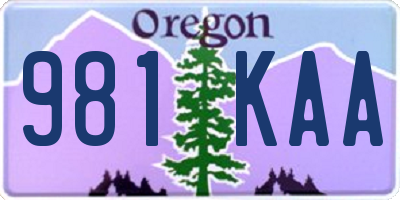 OR license plate 981KAA
