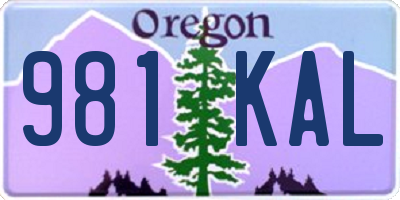 OR license plate 981KAL