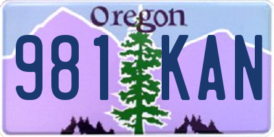 OR license plate 981KAN