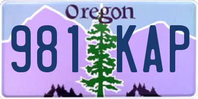 OR license plate 981KAP