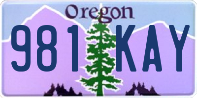 OR license plate 981KAY