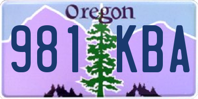 OR license plate 981KBA