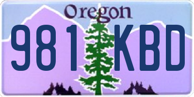 OR license plate 981KBD