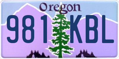 OR license plate 981KBL