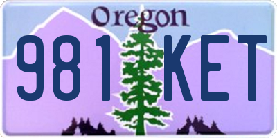 OR license plate 981KET
