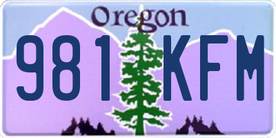 OR license plate 981KFM