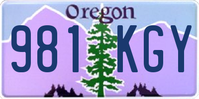 OR license plate 981KGY