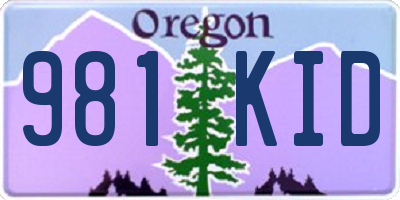 OR license plate 981KID