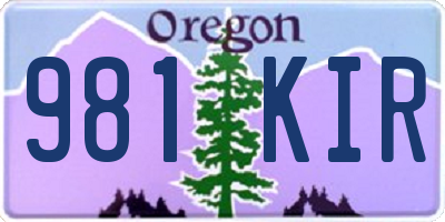 OR license plate 981KIR