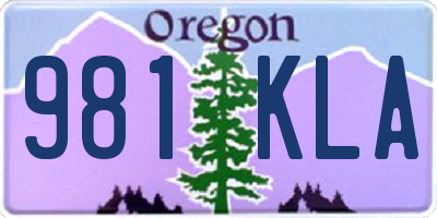 OR license plate 981KLA