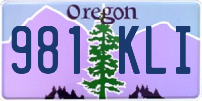 OR license plate 981KLI