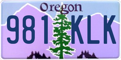 OR license plate 981KLK