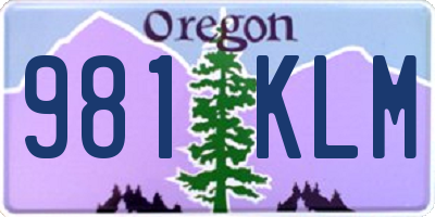 OR license plate 981KLM