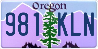 OR license plate 981KLN