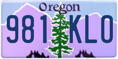 OR license plate 981KLO