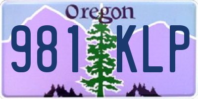 OR license plate 981KLP