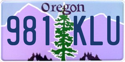 OR license plate 981KLU