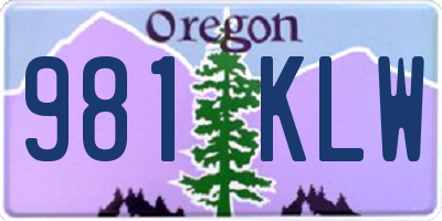 OR license plate 981KLW
