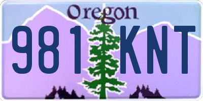 OR license plate 981KNT