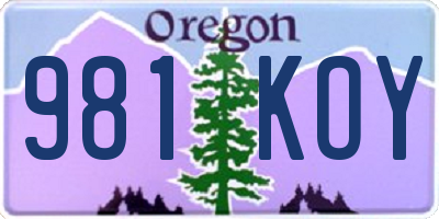 OR license plate 981KOY