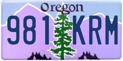 OR license plate 981KRM