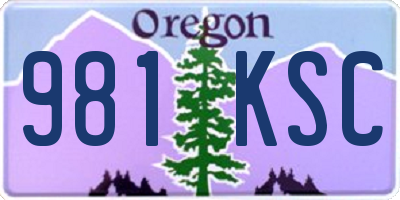 OR license plate 981KSC