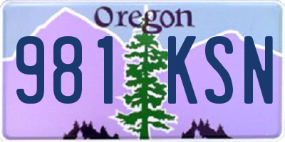 OR license plate 981KSN