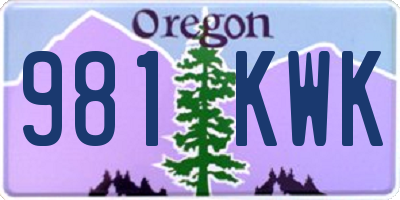 OR license plate 981KWK