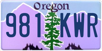 OR license plate 981KWR