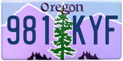 OR license plate 981KYF