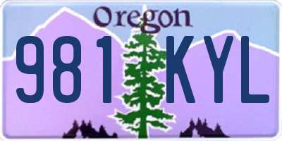 OR license plate 981KYL