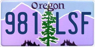 OR license plate 981LSF