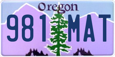 OR license plate 981MAT